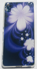 Силиконов гръб ТПУ за Sony Xperia Z4 / Xperia Z3 + черен с лилави цветя